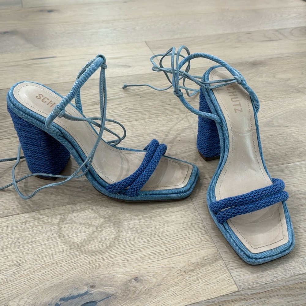 Schutz denim block heel